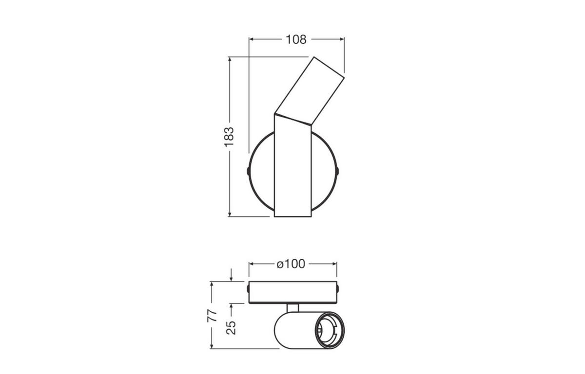 WANDLEUCHTE 10.8/7.7/18.3 cm   - Gelb, Design, Metall (10.8/7.7/18.3cm) - Osram