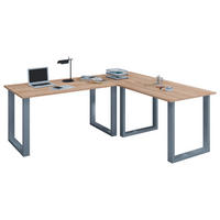 HÖRNSKRIVBORD 220/160/76 cm  in silver, Sonoma ek  - Sonoma ek/silver, Modern, metall/trämaterial (220/160/76cm) - MID.YOU