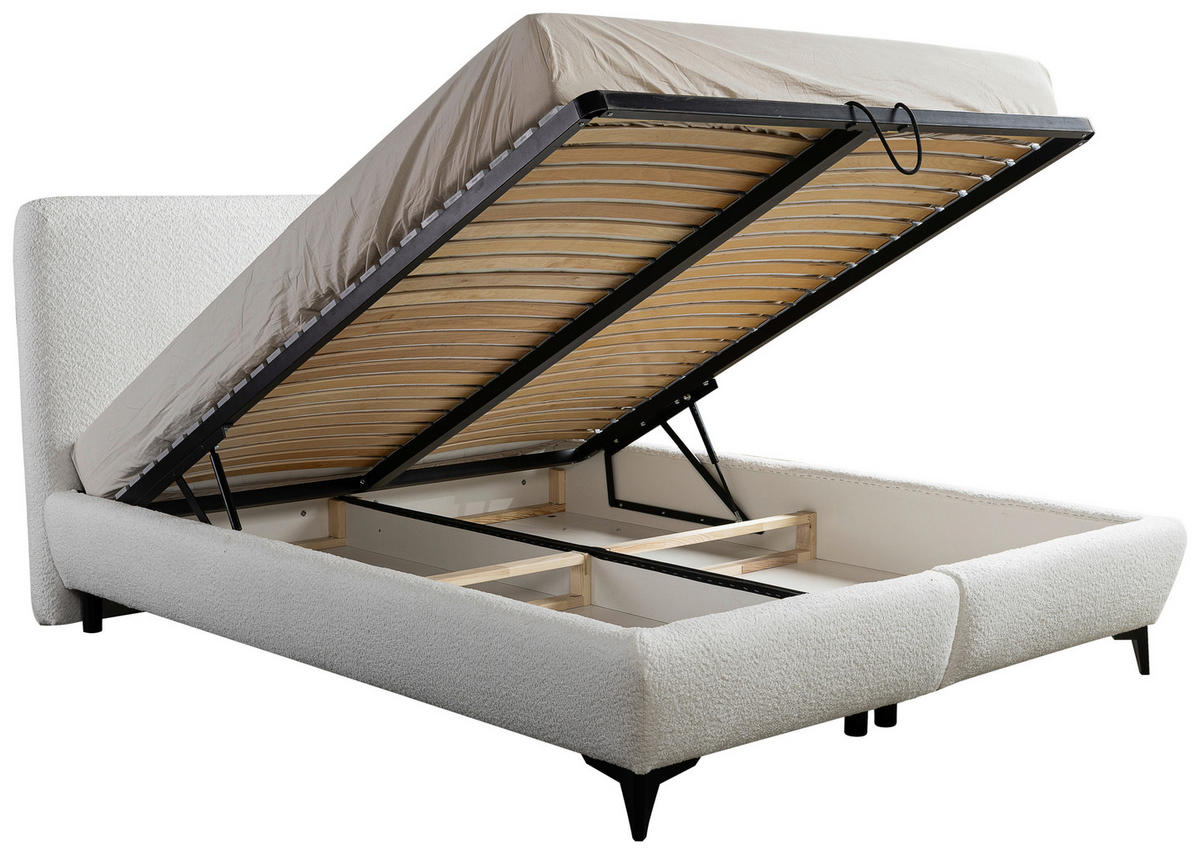 POLSTERBETT 180/200 cm  in Creme  - Creme/Schwarz, Modern, Holz/Holzwerkstoff (180/200cm) - MID.YOU