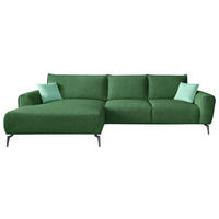 ECKSOFA in Webstoff Grün  170/272 cm  - Schwarz/Grün, Design, Textil/Metall (170/272cm) - Welnova