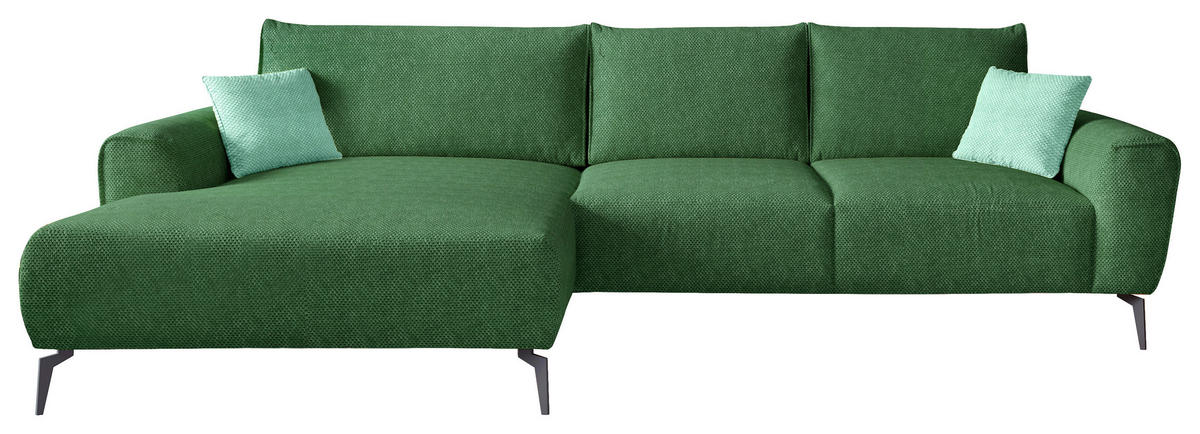 ECKSOFA in Webstoff Grün  170/272 cm  - Schwarz/Grün, Design, Textil/Metall (170/272cm) - Welnova