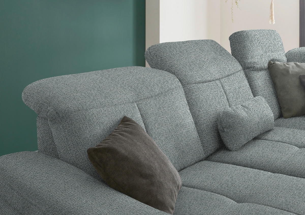 ECKSOFA in Flachgewebe Hellgrau  - Wildeiche/Hellgrau, Natur, Holz/Textil (301/243cm) - Voleo