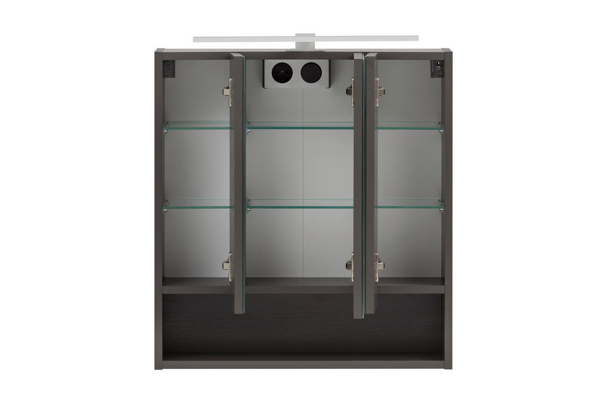 SPIEGELSCHRANK 60/64/20 cm  - Alufarben/Graphitfarben, Natur, Glas/Holzwerkstoff (60/64/20cm) - Xora