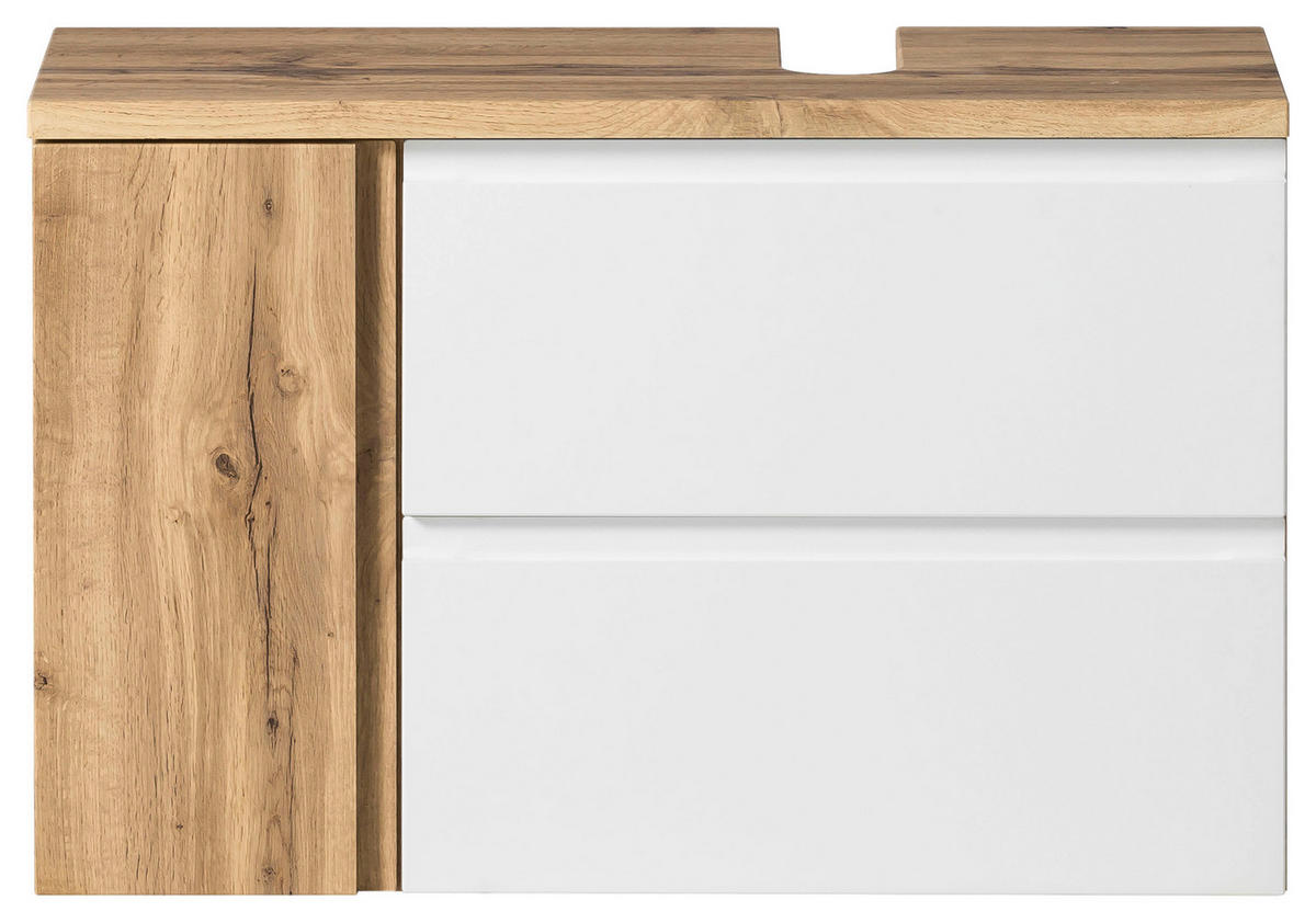 SKRINKA POD UMÝVADLO, 85/56/35 cm - biela/dub wotan, Modern, kompozitné drevo (85/56/35cm) - Held