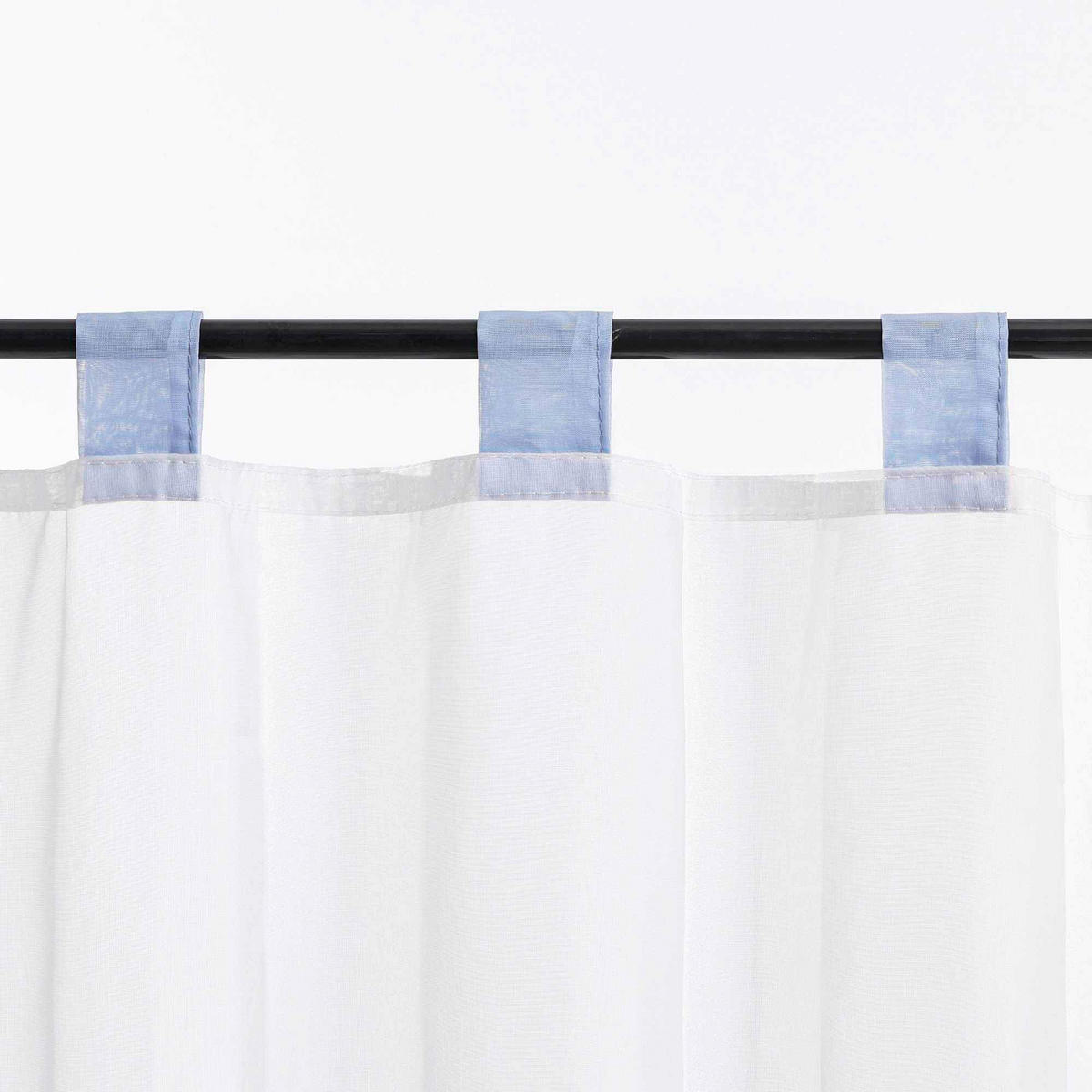 KURZGARDINE   120/45 cm   - Weiß/Hellblau, Basics, Textil (120/45cm) - Joyswahl