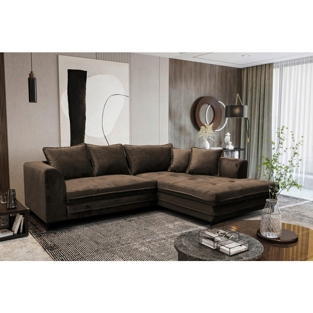 Thumbnail - Livetastic Eckschlafsofa, Braun, Textil, 4-Sitzer, Füllung: Schaumstoff, 277x187 cm, Made in EU, Rücken echt, Armteil re...