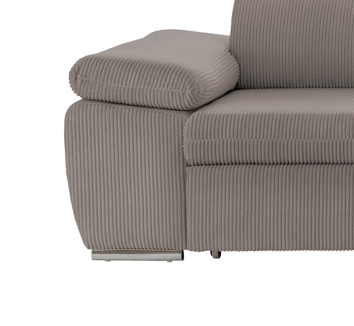 ECKSOFA in Cord Graubraun  - Chromfarben/Graubraun, Design, Textil/Metall (283/228cm) - Livetastic