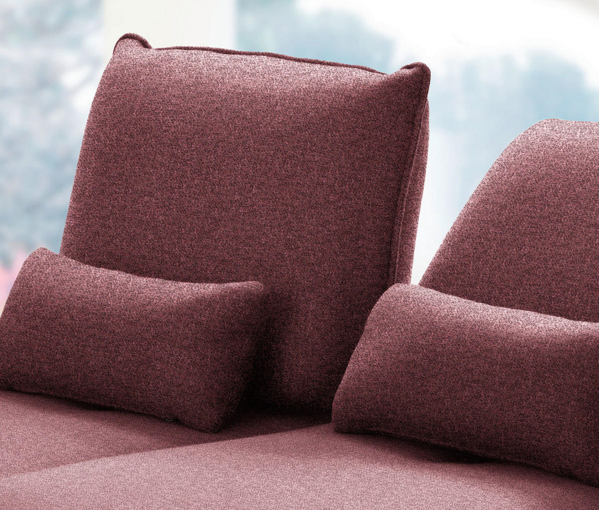 ECKSOFA in Flachgewebe Rot  - Rot/Schwarz, Design, Textil/Metall (191/301cm) - Moderano