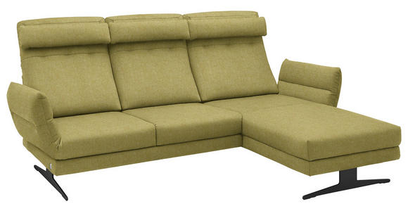 ECKSOFA  in Flachgewebe Hellgrün  279-327/176-217 cm  - Schwarz/Hellgrün, Design, Textil/Metall (279-327/176-217cm) - Dieter Knoll