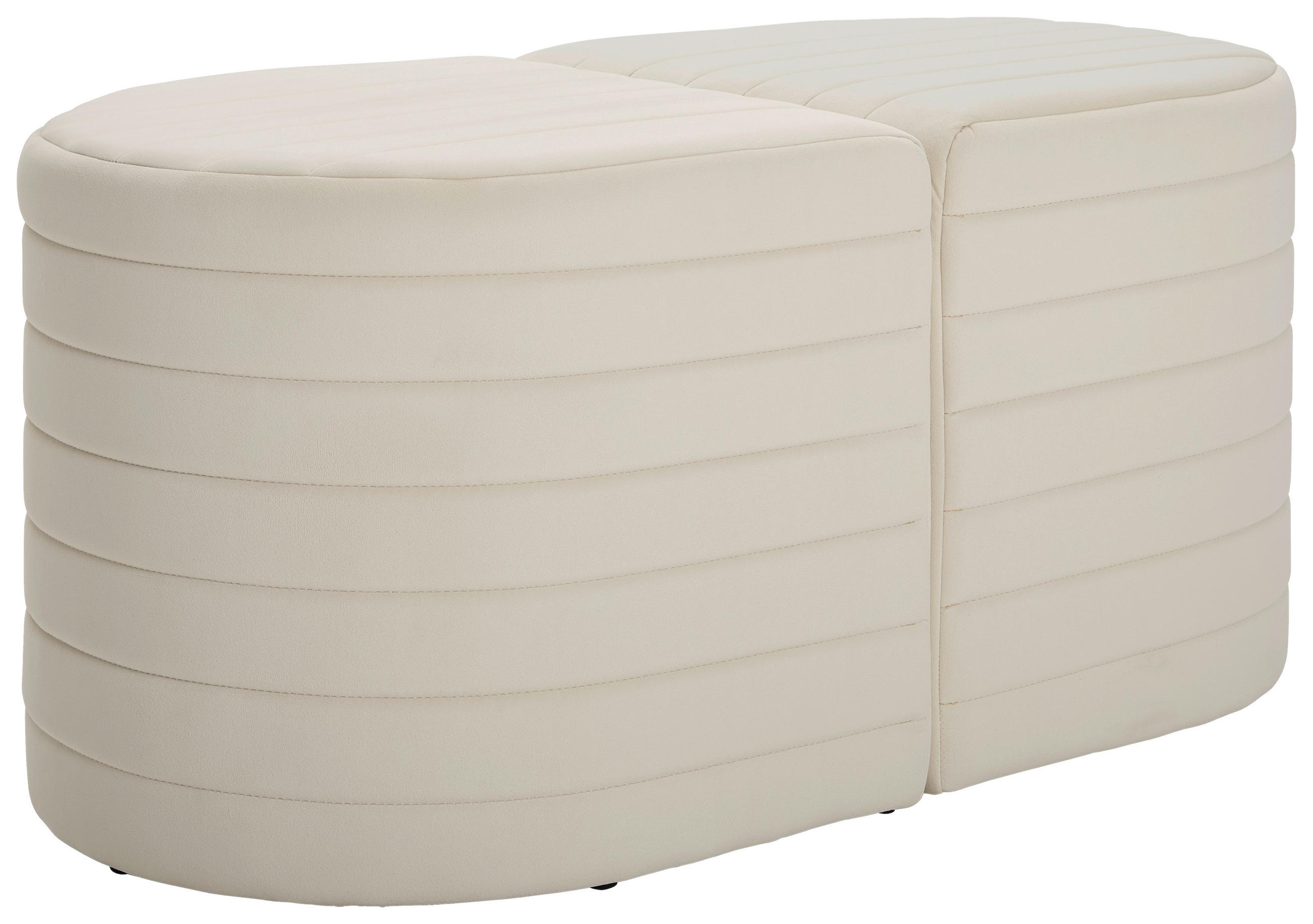 HOCKERBANK 50/50/44/44/50/50 cm Samt Creme  - Creme/Weiß, Design, Textil (50/50/44/44/50/50cm) - MID.YOU