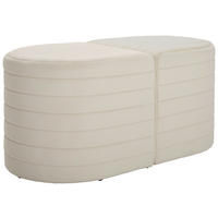 HOCKERBANK 50/50/44/44/50/50 cm Samt Creme  - Creme/Weiß, Design, Textil (50/50/44/44/50/50cm) - MID.YOU