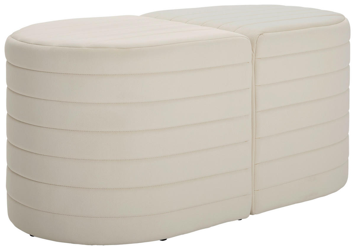 HOCKERBANK 50/50/44/44/50/50 cm Samt Creme  - Creme/Weiß, Design, Textil (50/50/44/44/50/50cm) - MID.YOU