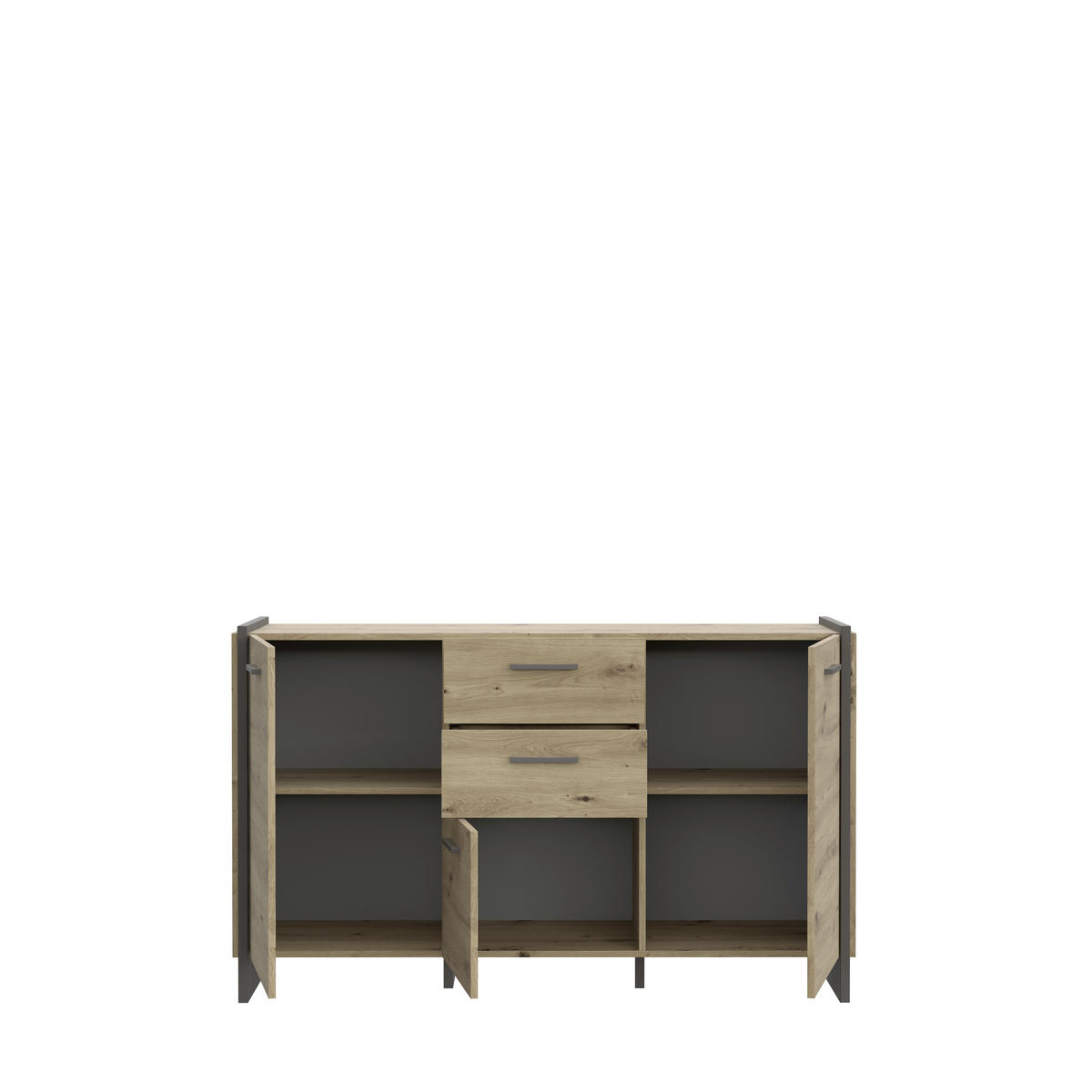 KOMMODE 141,8/86,1/41,3 cm  in Grau, Eiche Artisan  - Eiche Artisan/Grau, Konventionell, Holzwerkstoff/Kunststoff (141,8/86,1/41,3cm) - Hom`in