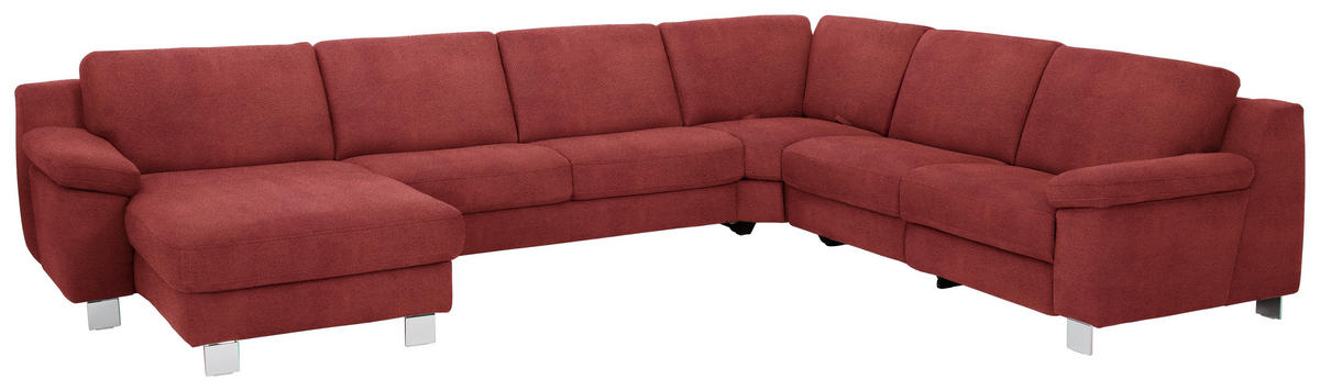 WOHNLANDSCHAFT in Mikrofaser Rot  - Chromfarben/Rot, Design, Textil/Metall (166/364/278cm) - Valdera