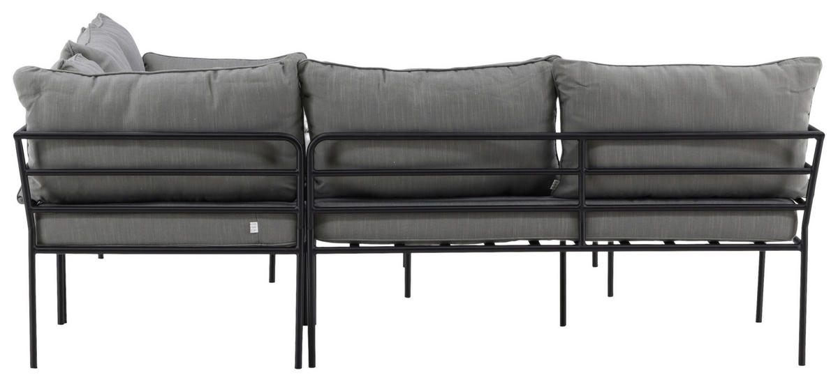 LOUNGEGARNITUR Akazie Stahl  - Schwarz/Grau, KONVENTIONELL, Holz/Metall - Gardenson