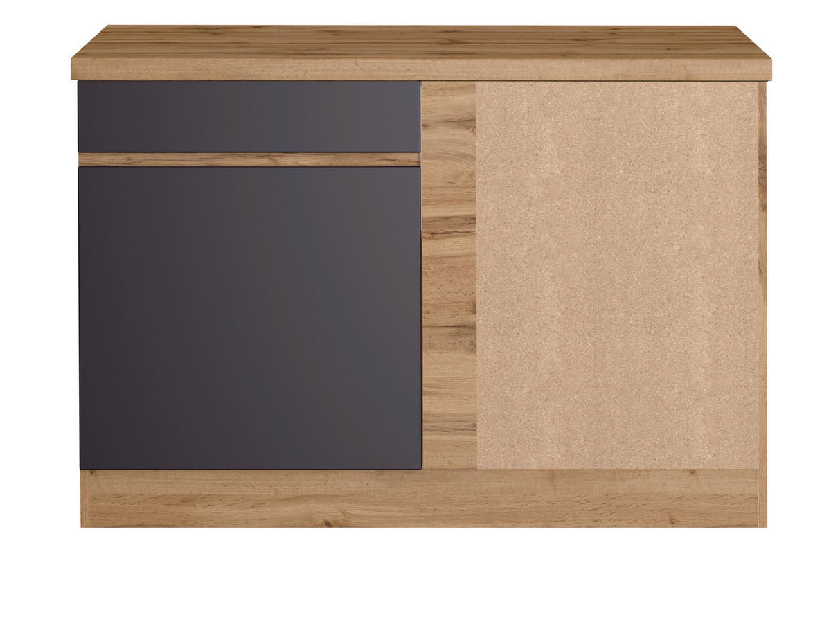 ECKUNTERSCHRANK 120/86/60 cm  in Grau, Eiche Wotan  - Eiche Wotan/Grau, Design, Holzwerkstoff (120/86/60cm) - Held