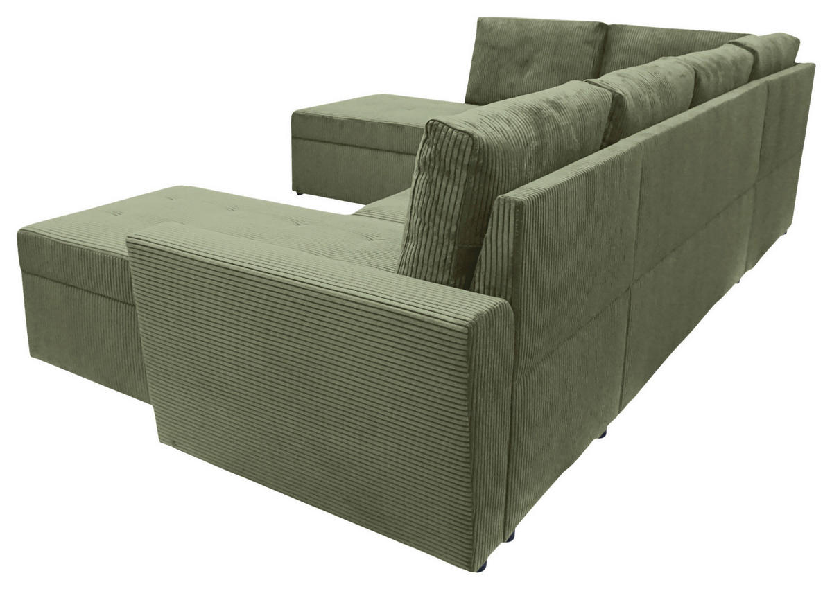 WOHNLANDSCHAFT TERMOLI Mintgrün Cord  - Schwarz/Mintgrün, Design, Kunststoff/Textil (212/297/155cm) - MID.YOU