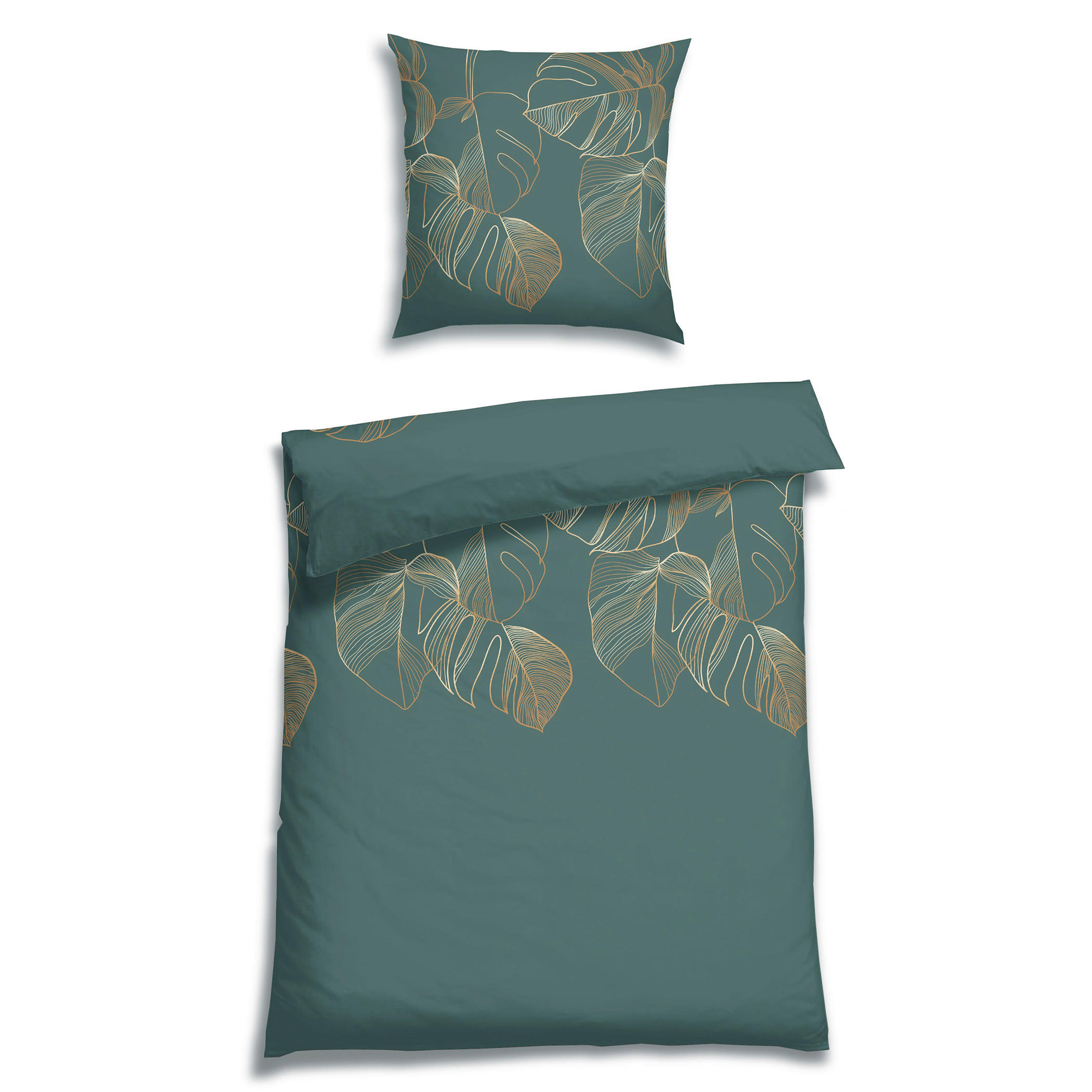 BETTWÄSCHE 2-teilig Satin 135/200 cm  - Smaragdgrün, Basics, Textil (135/200cm) - Florella