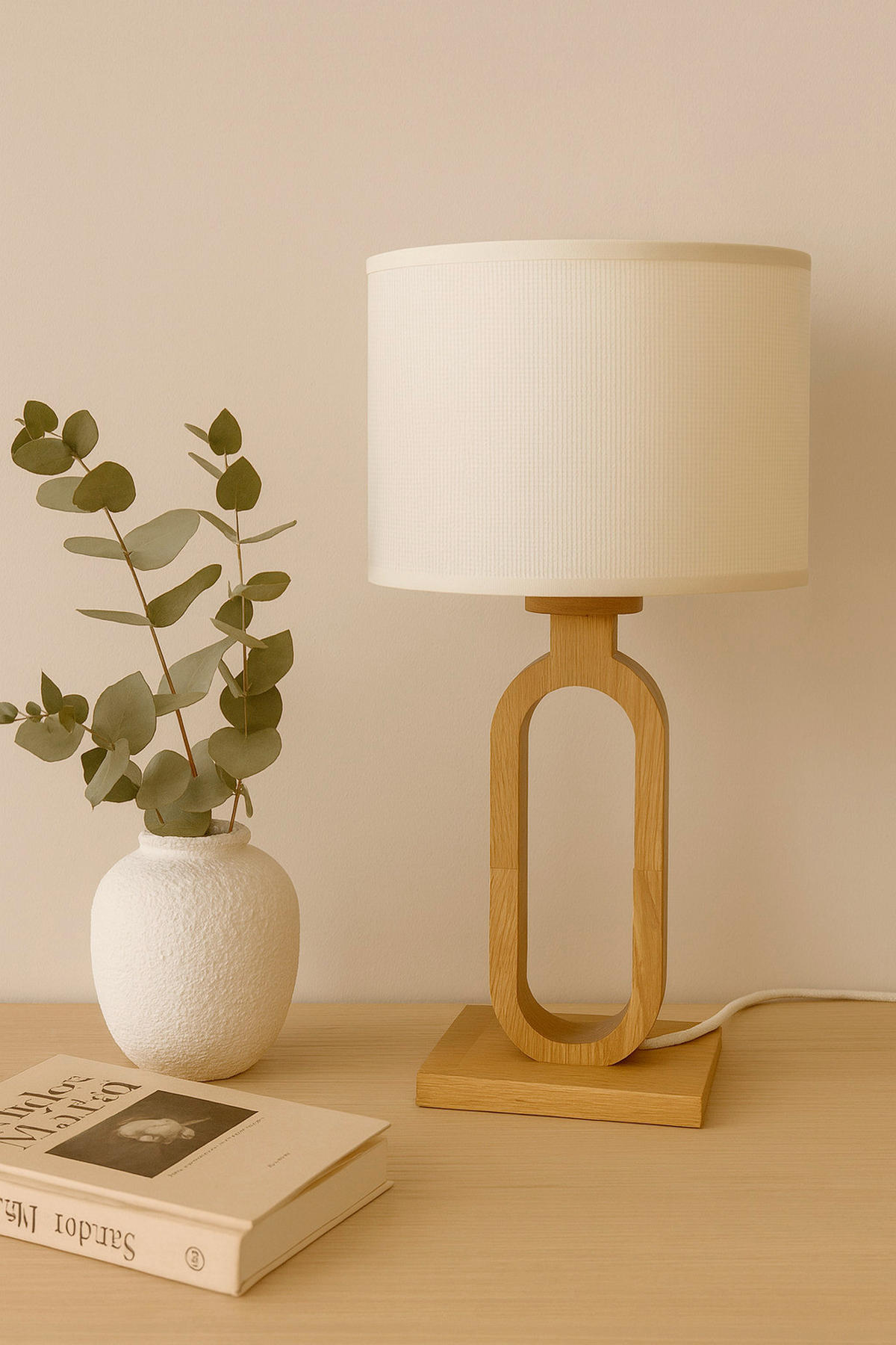 TISCHLEUCHTE 25/50 cm   - Eichefarben/Creme, Natur, Holz/Textil (25/50cm) - Waldwelt