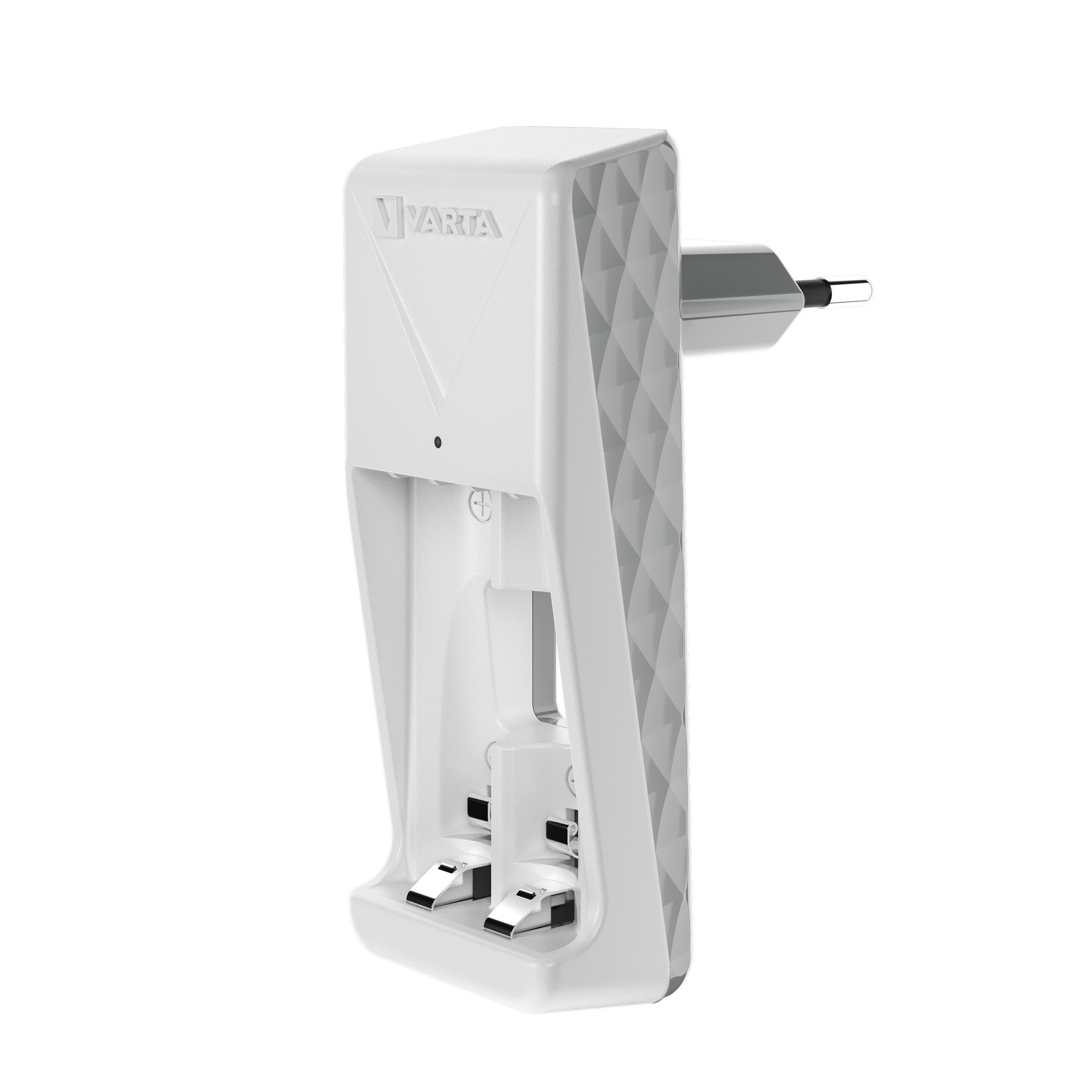 BATTERILADDARE - vit, Basics, plast (4,3/6,32/10,25cm)
