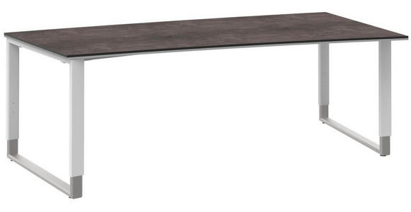 SCHREIBTISCH Grau, Weiß, Alufarben - Alufarben/Weiß, Design, Metall (200/100/68-82cm) - Moderano