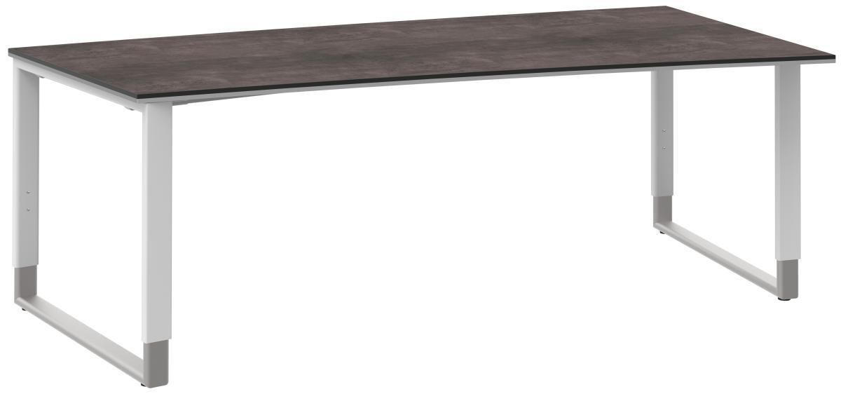 SCHREIBTISCH 200/100/68-82 cm  in Grau, Weiß, Alufarben  - Alufarben/Weiß, Design, Holzwerkstoff/Metall (200/100/68-82cm) - Moderano