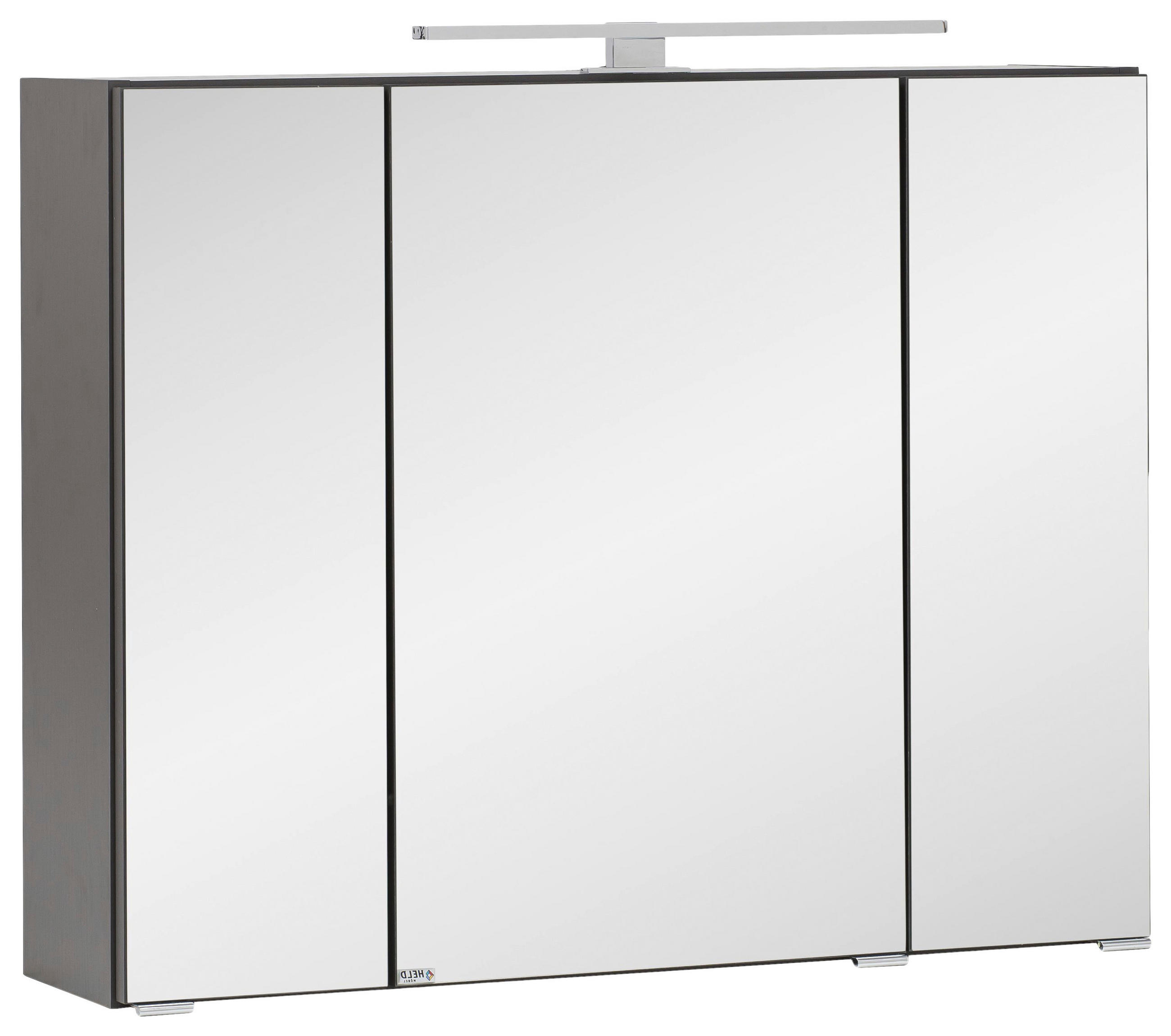 Dulap Cu Oglindă 80/64/20 cm  - culoare crom/grafit, Konventionell, sticlă/metal (80/64/20cm) - Held