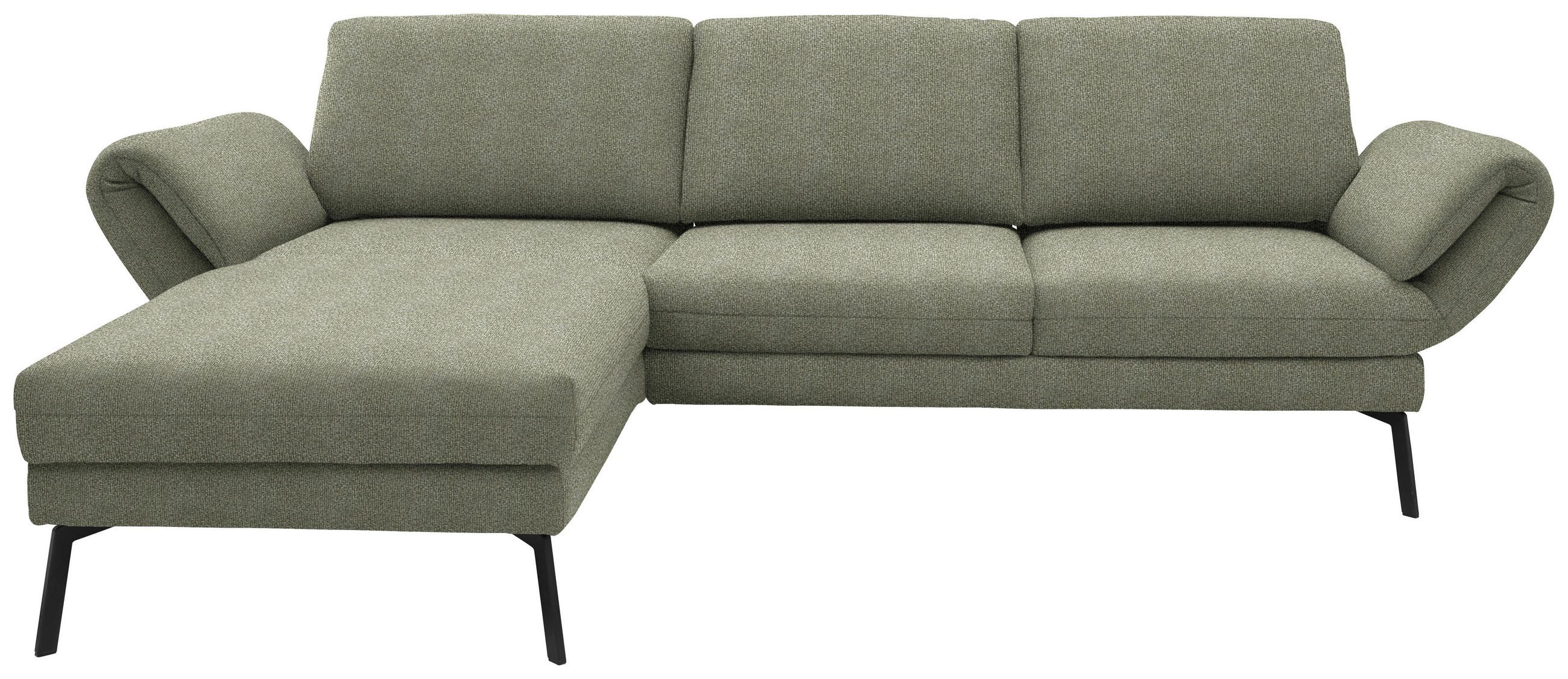 ECKSOFA  in Flachgewebe Salbeigrün  175-224/255-365 cm  - Salbeigrün/Schwarz, Design, Textil/Metall (175-224/255-365cm) - Dieter Knoll