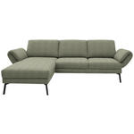 ECKSOFA  in Flachgewebe Salbeigrün  175-224/255-365 cm  - Salbeigrün/Schwarz, Design, Textil/Metall (175-224/255-365cm) - Dieter Knoll