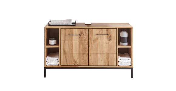 WASCHBECKENUNTERSCHRANK 105/60/40 cm  - Wildeiche/Schwarz, Basics, Holz/Metall (105/60/40cm) - Linea Natura