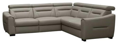 ECKSOFA Lederlook Echtleder Schlammfarben  - Wengefarben/Schlammfarben, Design, Leder/Holz (260/260cm) - Celina Home