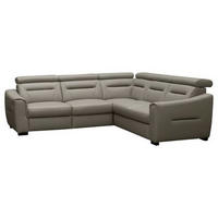 ECKSOFA Schlammfarben Echtleder Lederlook Schlaffunktion, Rücken echt, Relaxfunktion, Kopfteilverstellung  - Wengefarben/Schlammfarben, Design, Leder/Holz (260/260cm) - Celina Home