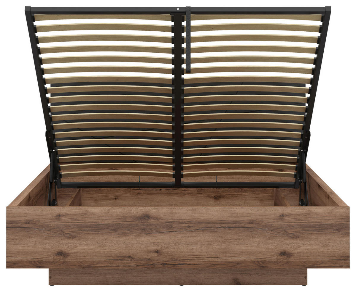 POSTELJA 160 cm   x 200 cm  , leseni material črna, barve hrasta  - črna/barve hrasta, Moderno, leseni material (160/200cm) - MID.YOU