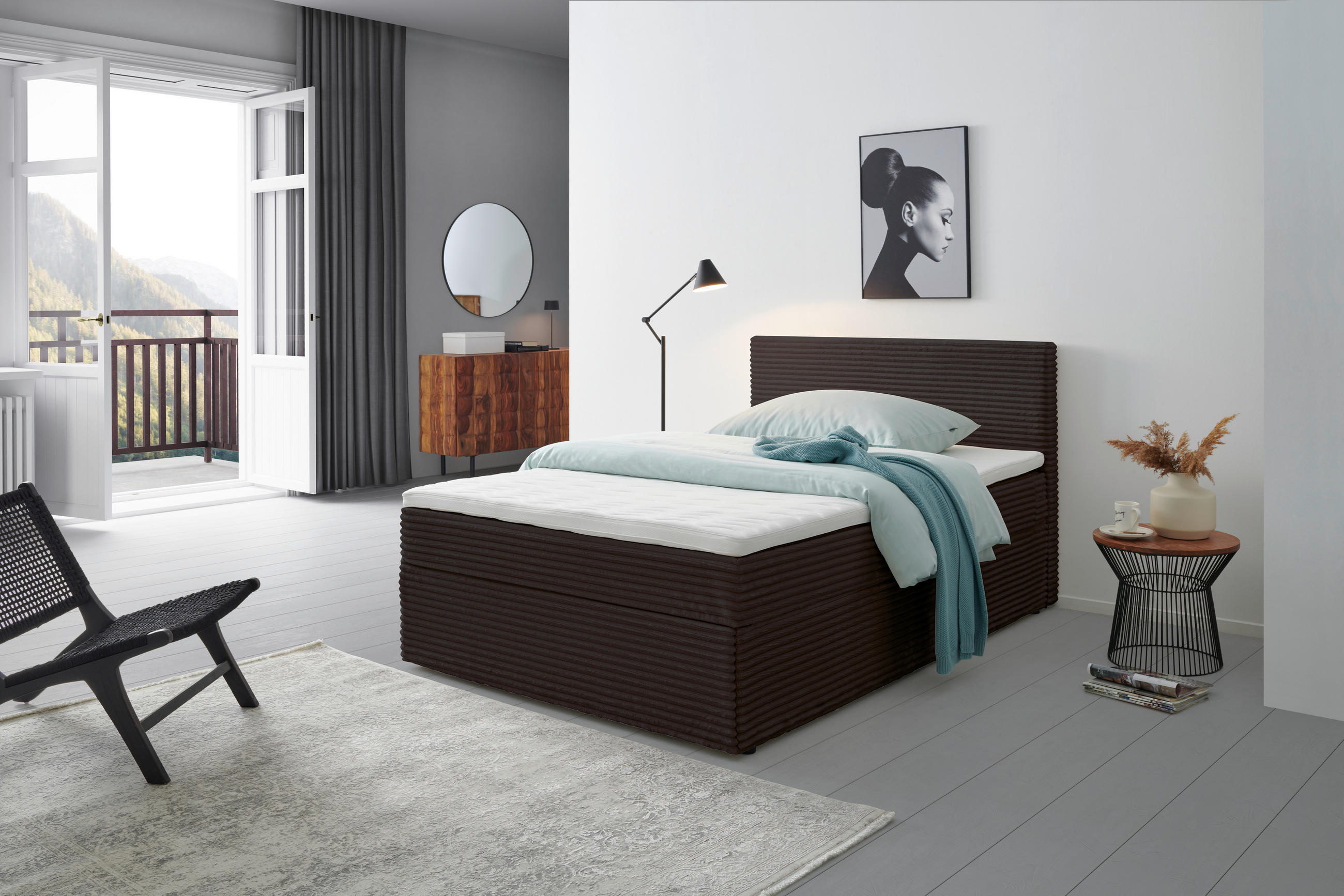 BOXBETT 140/200 cm,  in Braun,  - Schwarz/Braun, Basics, Holz/Kunststoff (140/200cm) - Livetastic