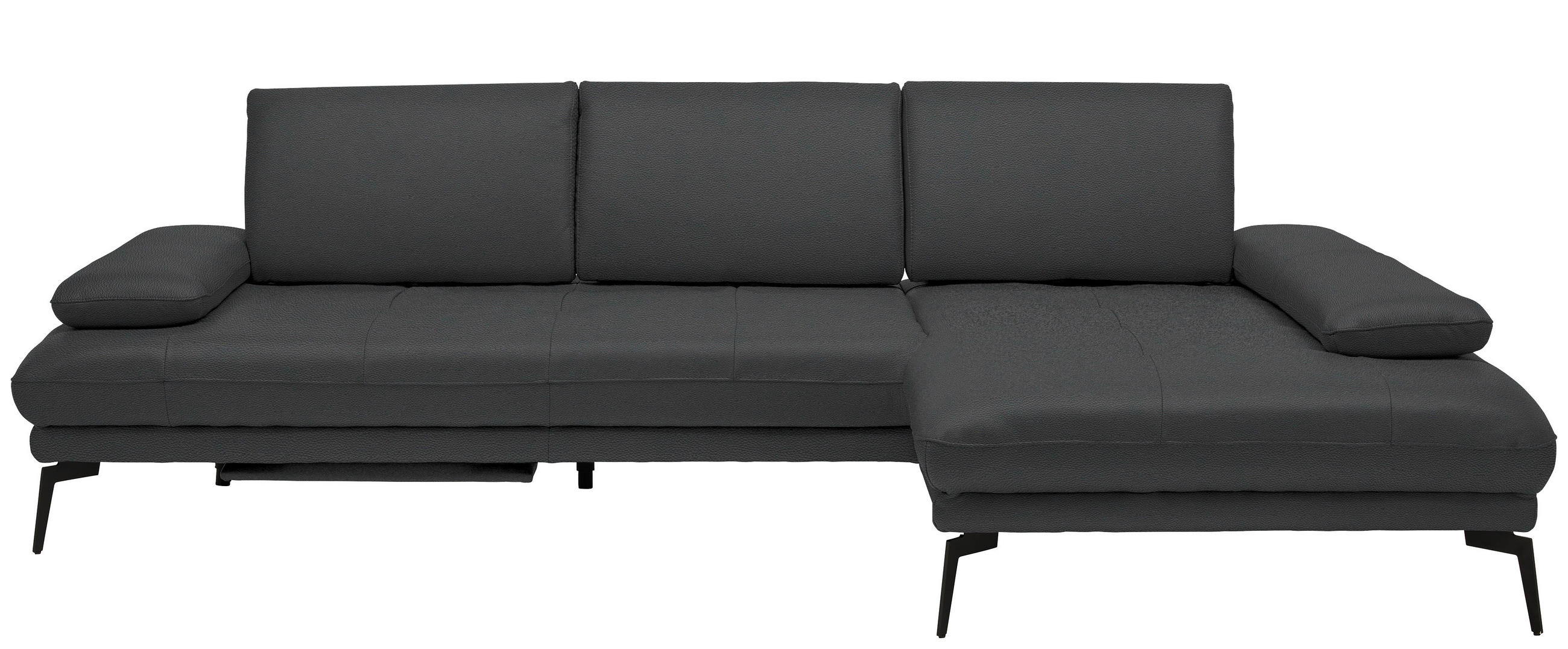 ECKSOFA Anthrazit Echtleder  - Anthrazit/Schwarz, Design, Leder/Metall (273/187cm) - Celina Home