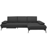 ECKSOFA Anthrazit Echtleder  - Anthrazit/Schwarz, Design, Leder/Metall (273/187cm) - Celina Home