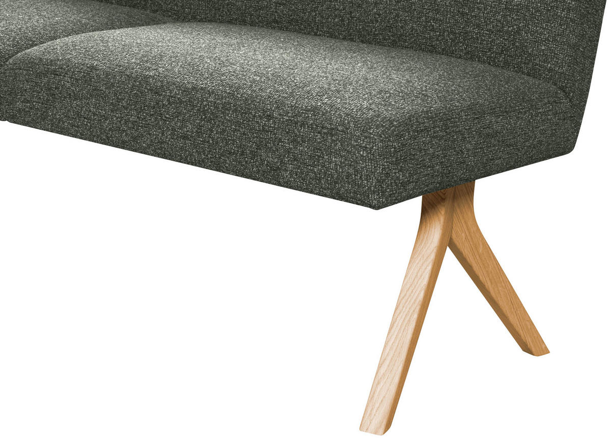 ECKBANK Holz, Textil Graugrün  - Eichefarben/Graugrün, Konventionell, Holz/Textil (238/172cm) - Linea Natura