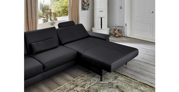 ECKSOFA in Echtleder Anthrazit  - Anthrazit/Schwarz, Design, Leder/Metall (334/176cm) - Dieter Knoll