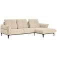 ECKSOFA in Echtleder Beige  - Beige/Schwarz, Natur, Leder (277/182cm) - Valnatura