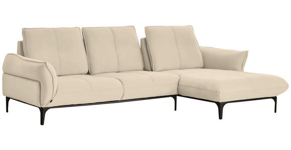 ECKSOFA in Echtleder Beige  - Beige/Schwarz, Natur, Leder (277/182cm) - Valnatura