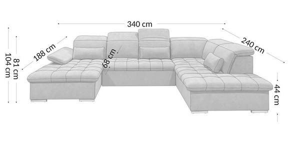 WOHNLANDSCHAFT Taupe Chenille  - Taupe/Grau, KONVENTIONELL, Kunststoff/Textil (188/340/240cm) - Carryhome