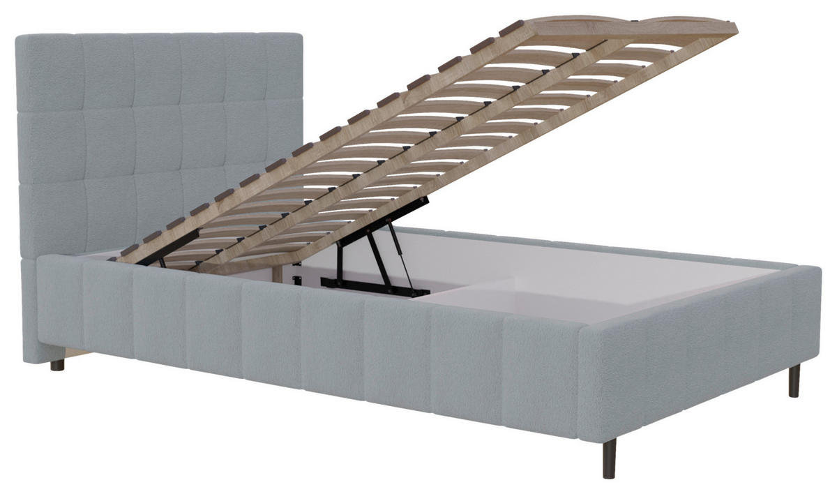 POLSTERBETT 140/200 cm  in Silberfarben  - Silberfarben/Schwarz, MODERN, Holz/Textil (140/200cm) - MID.YOU