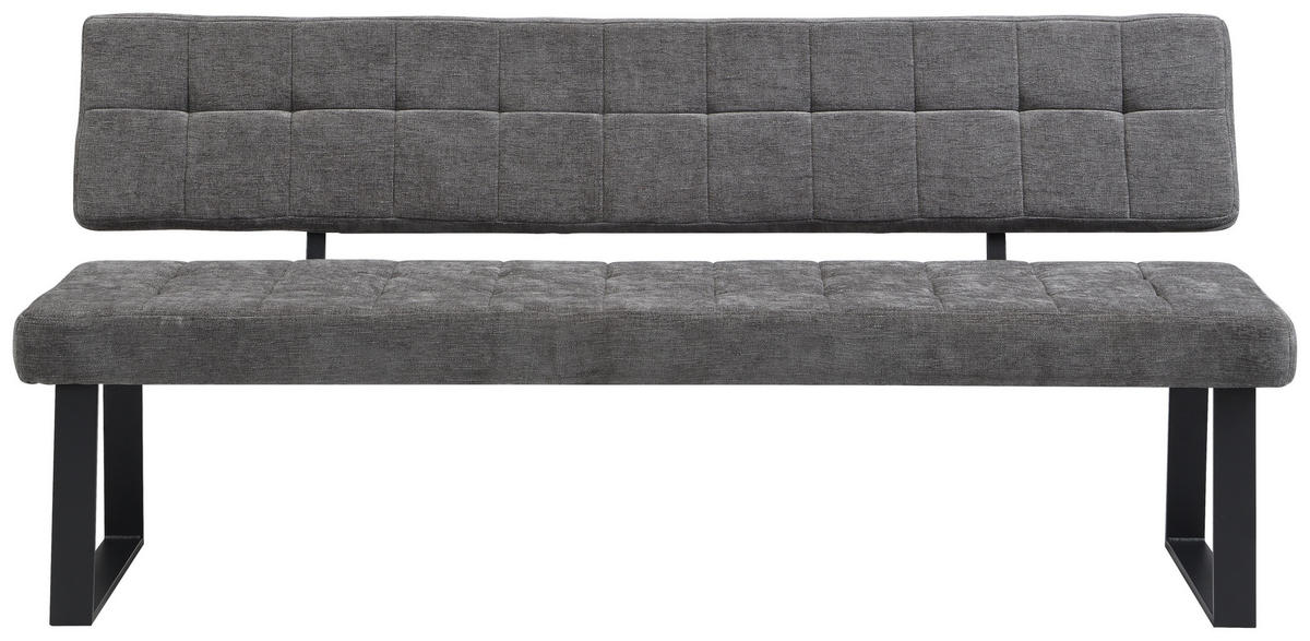 SITZBANK Metall, Textil Hellgrau  - Hellgrau/Schwarz, Modern, Textil/Metall (180/85/56cm) - Livetastic