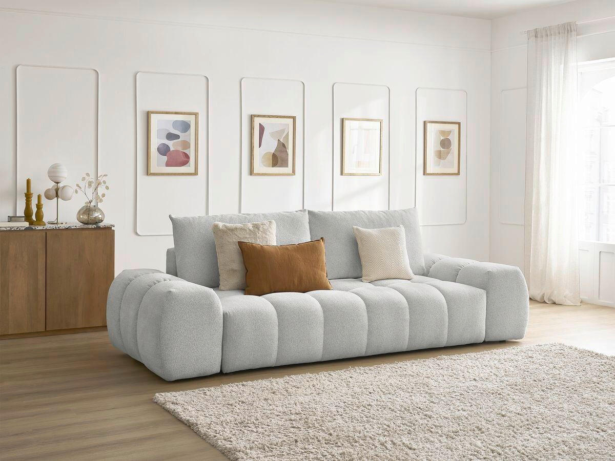 SCHLAFSOFA Flachgewebe Hellgrau  - Hellgrau/Schwarz, MODERN, Kunststoff/Textil (278/115/90cm)