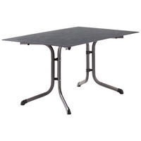 GARTENKLAPPTISCH 140/90/73 cm Metall, Kunststoff rechteckig  - Schieferfarben/Silberfarben, Basics, Kunststoff/Metall (140/90/73cm) - Sieger