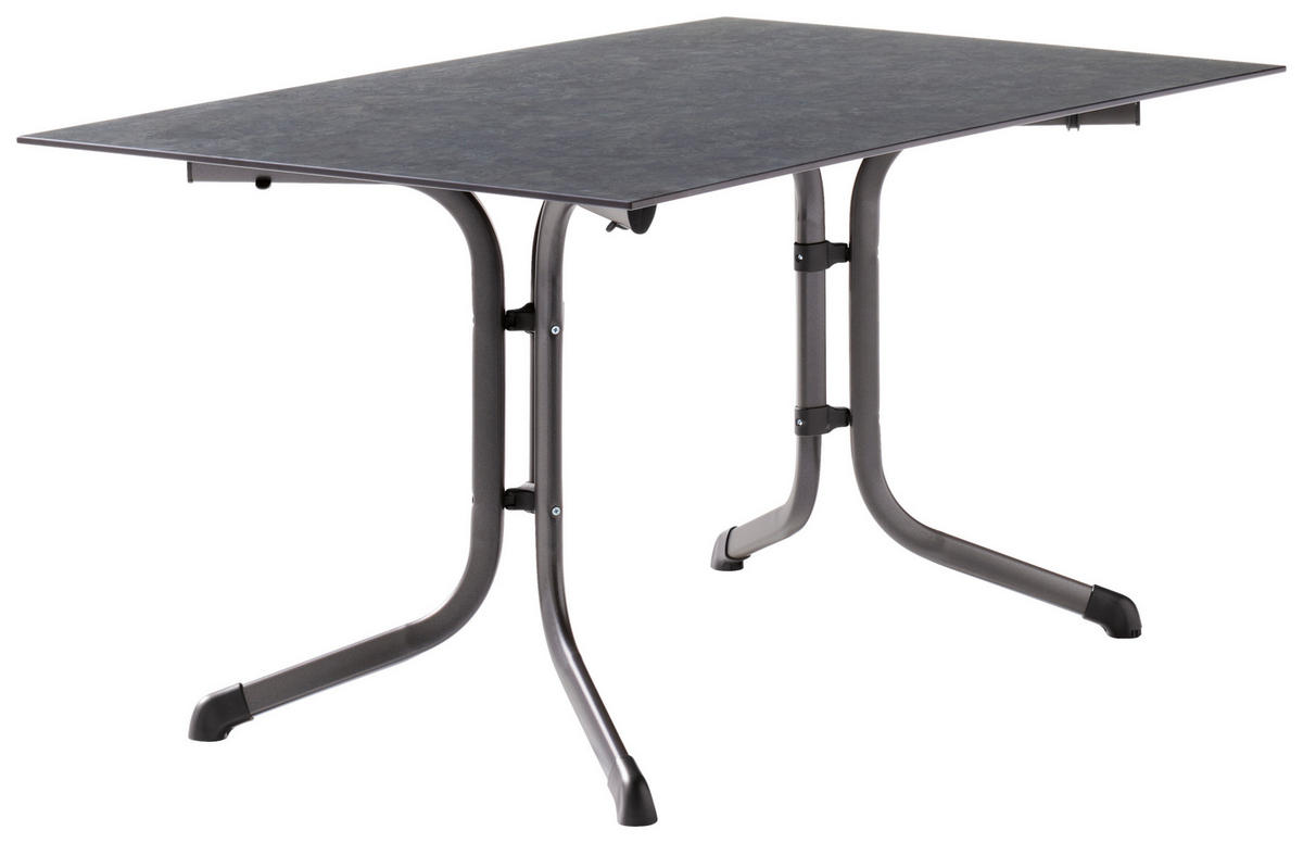 GARTENKLAPPTISCH 140/90/73 cm Metall, Kunststoff rechteckig  - Schieferfarben/Silberfarben, Basics, Kunststoff/Metall (140/90/73cm) - Sieger
