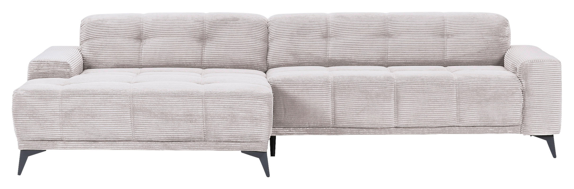 ECKSOFA Beige Cord  - Beige/Schwarz, KONVENTIONELL, Textil/Metall (165/295cm) - Carryhome