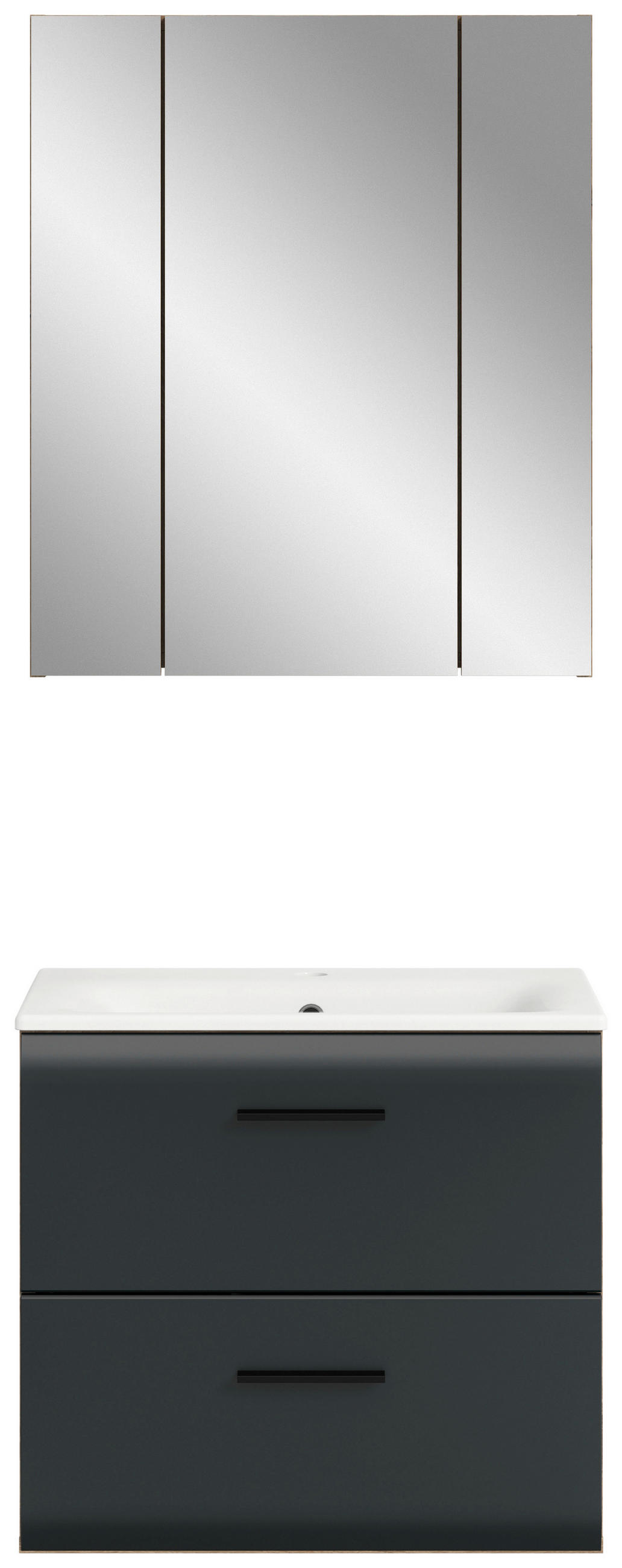 BADEZIMMER 2-teilig  in 60 cm  - Eiche dunkel/Schwarz, Basics, Keramik/Holzwerkstoff (60cm) - MID.YOU