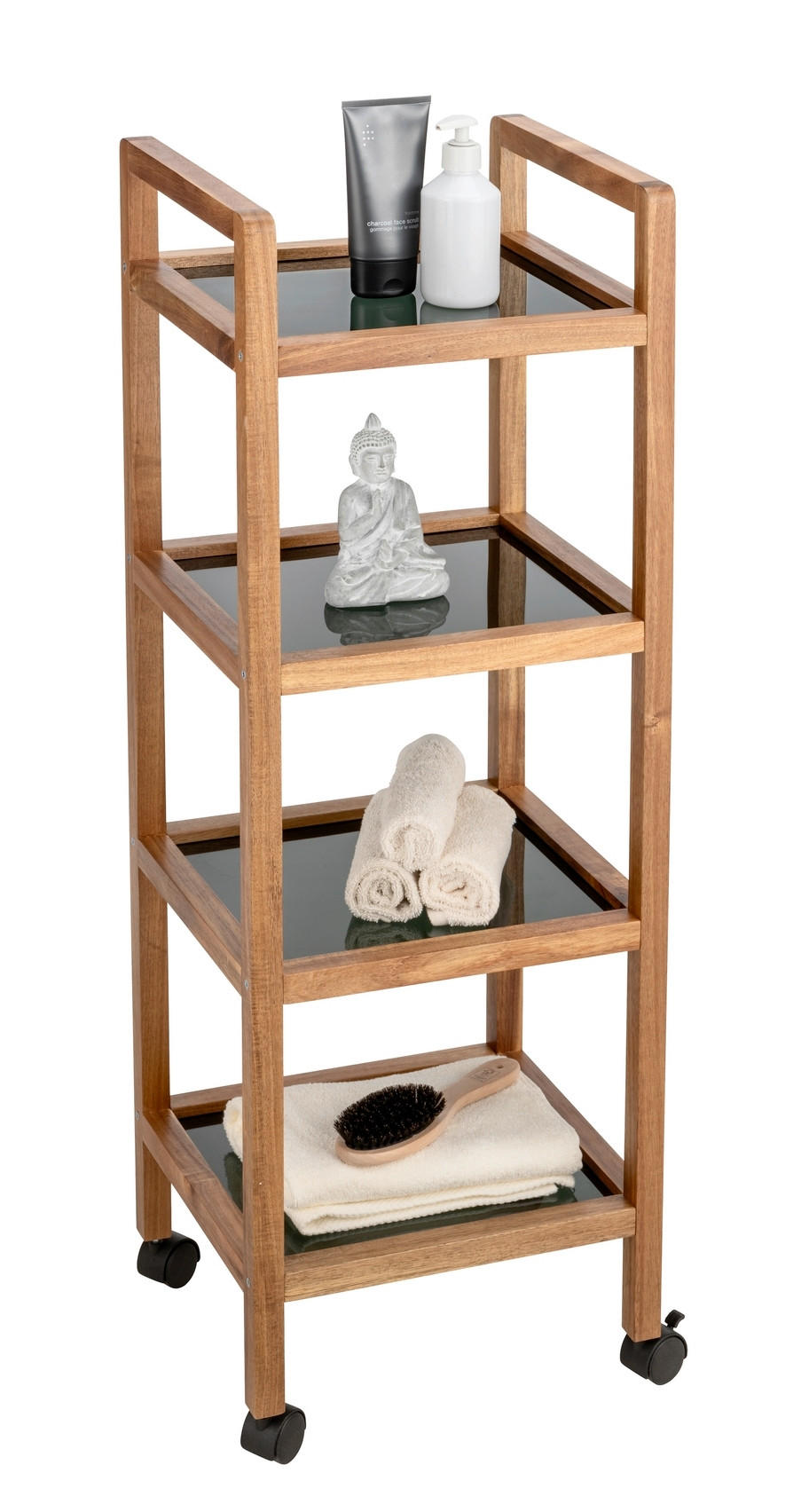 BADEZIMMERREGAL 35/101,5/31 cm  - Schwarz/Grau, Basics, Glas/Holz (35/101,5/31cm) - Wenko