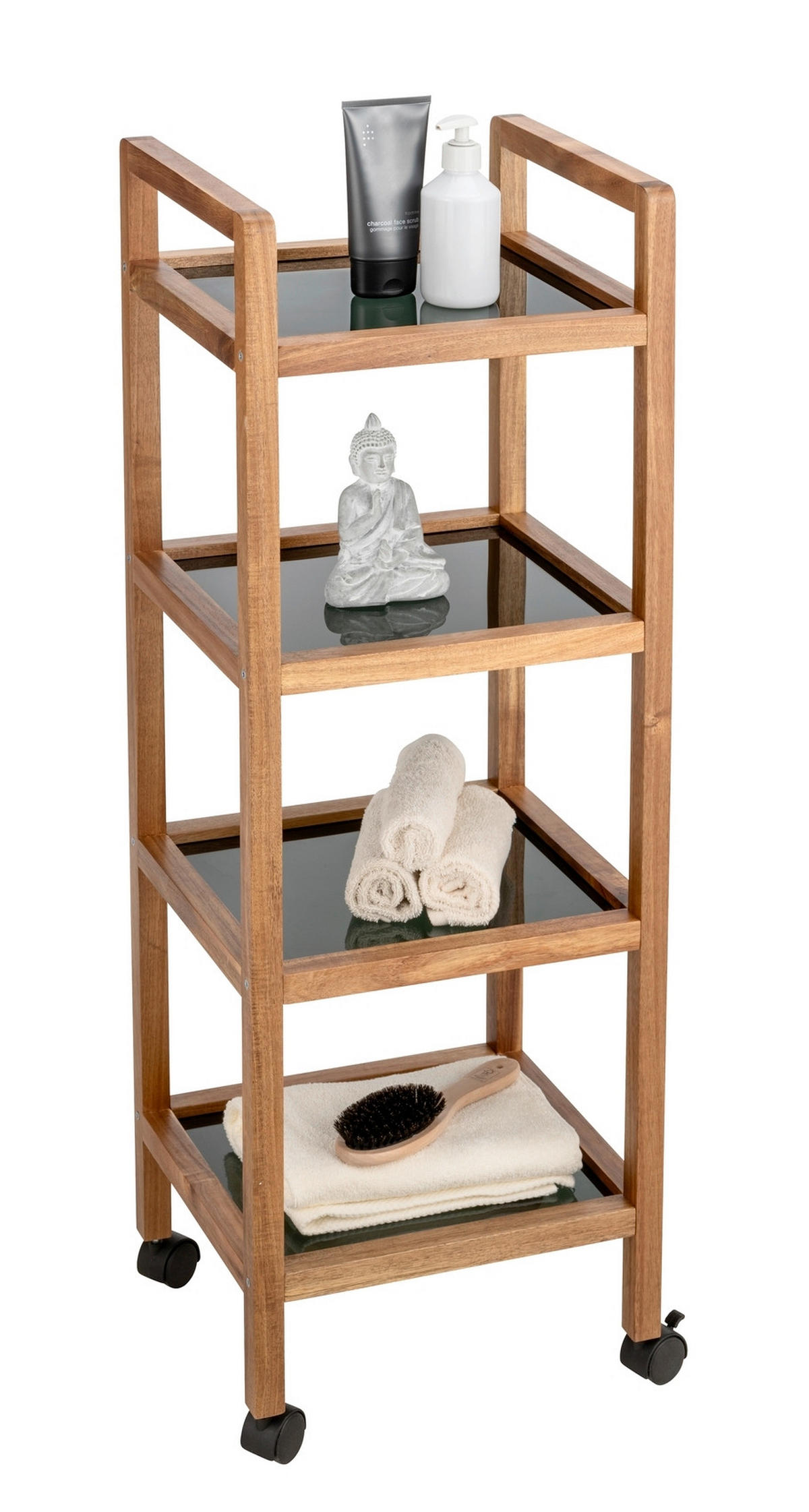 BADEZIMMERREGAL 35/101,5/31 cm  - Schwarz/Grau, Basics, Glas/Holz (35/101,5/31cm) - Wenko